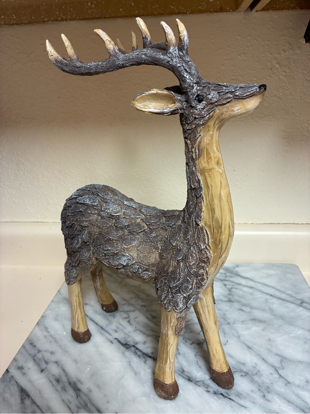 Decorative Brown and Gold Deer Sculpture - Home Art Holiday Accent